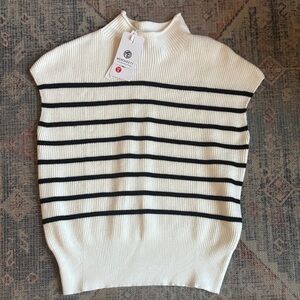 White and Black Striped Sweater vest